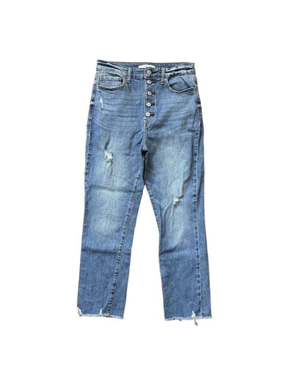 Eunina Ally Ultra High Rise Straight Leg Crop Button Fly Jeans Size 7